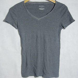 Merona Grey Stripes T-Shirt Tee Slim Fit XS